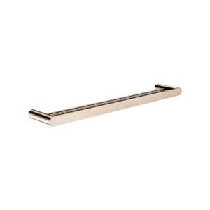 front view of Meir Curvaé 600mm Double Towel Rail Champagne Rose Gold