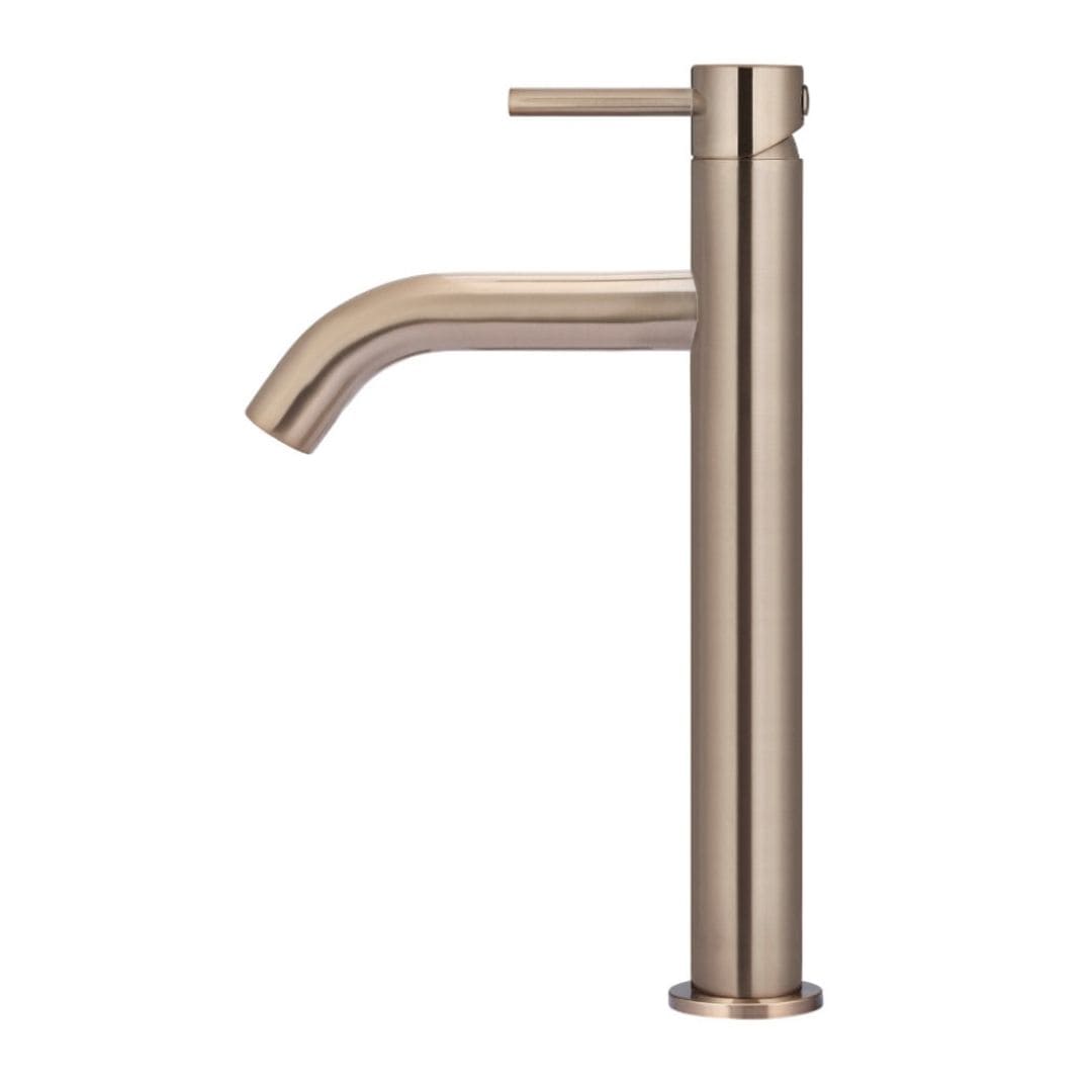 Meir Piccola Tall Basin Mixer Tap with 130mm Spout Champagne Rose Gold - Image 2