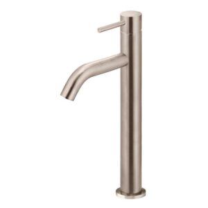 front view of Meir Piccola Tall Basin Mixer Tap Champagne Rose Gold