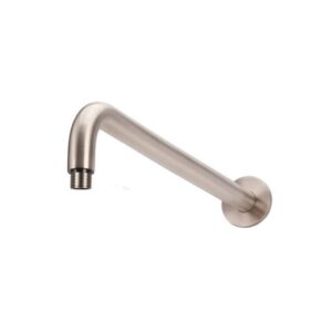 front view of rose gold shower arm - topware bathrooms