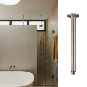 life style image of Meir 150/ 300mm long Ceiling Shower Arm Champagne Rose Gold - topware bathrooms