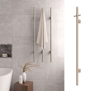 lifestyle view of Meir Heated Vertical Towel Rail Champagne Rose Gold