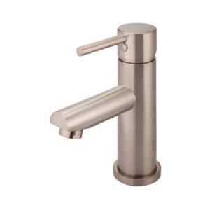 front view of Meir Round Basin Mixer Champagne Rose Gold - topware bathrooms