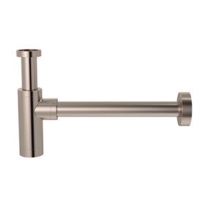 front view of Meir Round bottle trap for 32mm basin waste Champagne Rose Gold