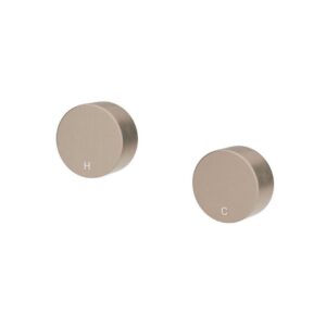 front view of Meir Circular Wall Taps Champagne Rose Gold