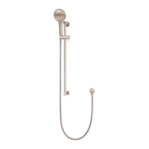 front view of Round Three Function Hand Shower on Rail Column Champagne Rose Gold - topware store
