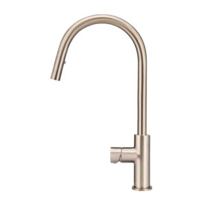 Meir Round Pinless Piccola Pull Out Kitchen Mixer Tap Champagne Rose Gold