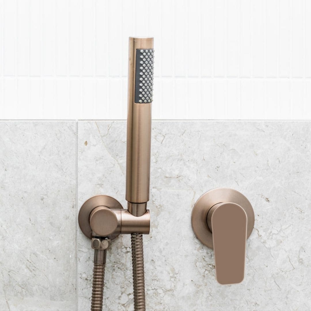 Meir Round Wall Mixer Paddle Handle Trim Kit & Body Champagne Rose Gold - Image 2