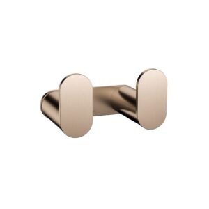 front view of Meir Curvaé Double Robe Hook Champagne Rose Gold