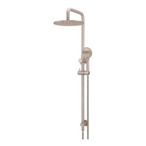 front view of meir rose gold shower rail - topware bathrooms