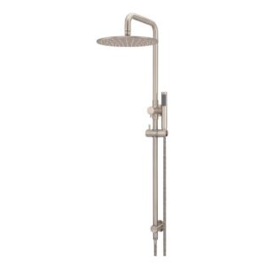 front view of Meir 300mm Round Combination Shower Rail with slim Hand Shower Champagne