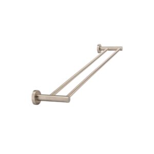 front view of Meir 600mm Double Towel Rail Champagne Rose Gold
