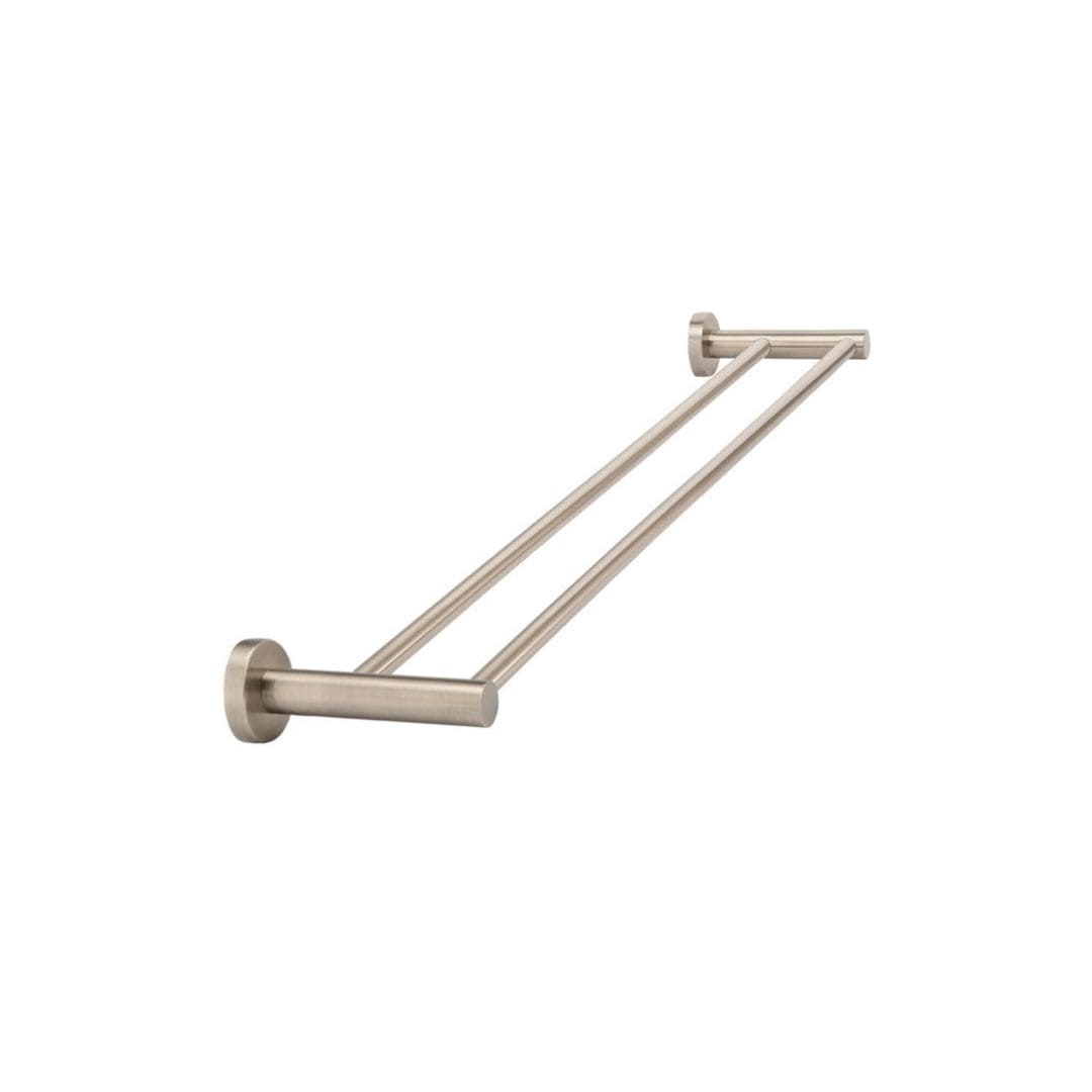 front view of Meir 600mm Double Towel Rail Champagne Rose Gold