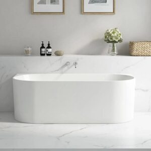 front view of matte or gloss white back wall bathtub