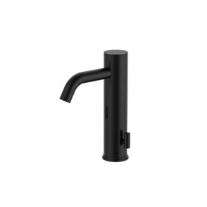 side view of black sensor basin tap at Topware