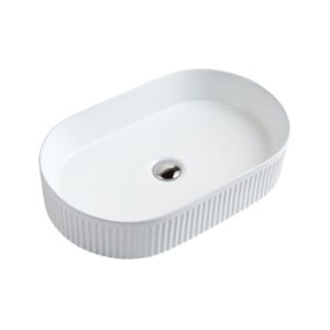Topware Ovalado Oval Shape Fluted Counter Top Basin - Matte/ Gloss White
