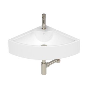 Square Corner 475mm Wall Hung Gloss White Basin