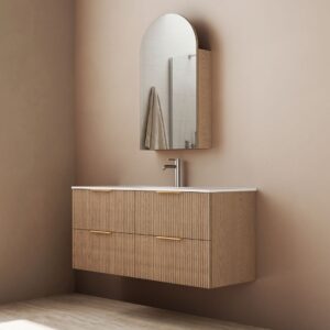 LUXE 1200mm Fluted Wall Hung Vanity in Camel Oak