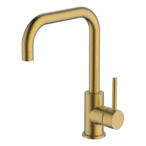 Lucia Square Side Lever Mixer in Brushed Brass