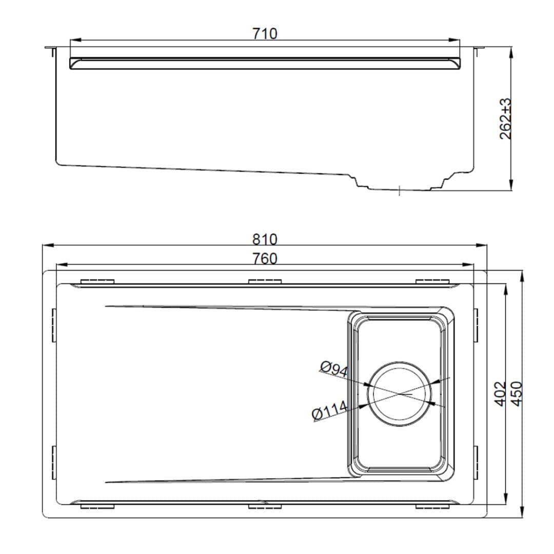 Novaq 810x 450 mm Large Matte Black Steel Kitchen Sink - Image 4