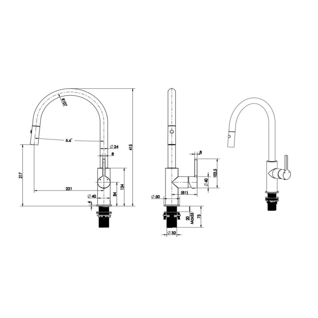 KENZO Pull out Sink Mixer - color options - Image 7