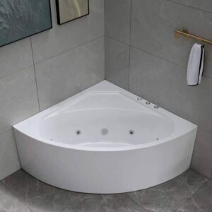 front view of luxury 1350mm space saving tresa spa bathtub at topware bathrooms