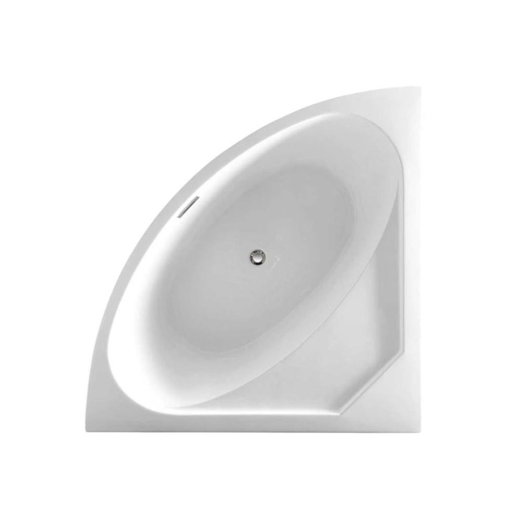 top view of corner japenese style triangle gloss white overflow bath at topware