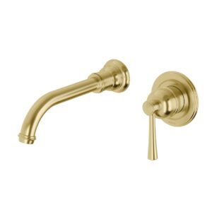Phoenix Cromford Traditional Wall Basin / Bath Mixer Set 180mm (Complete Kit) - Brushed Gold