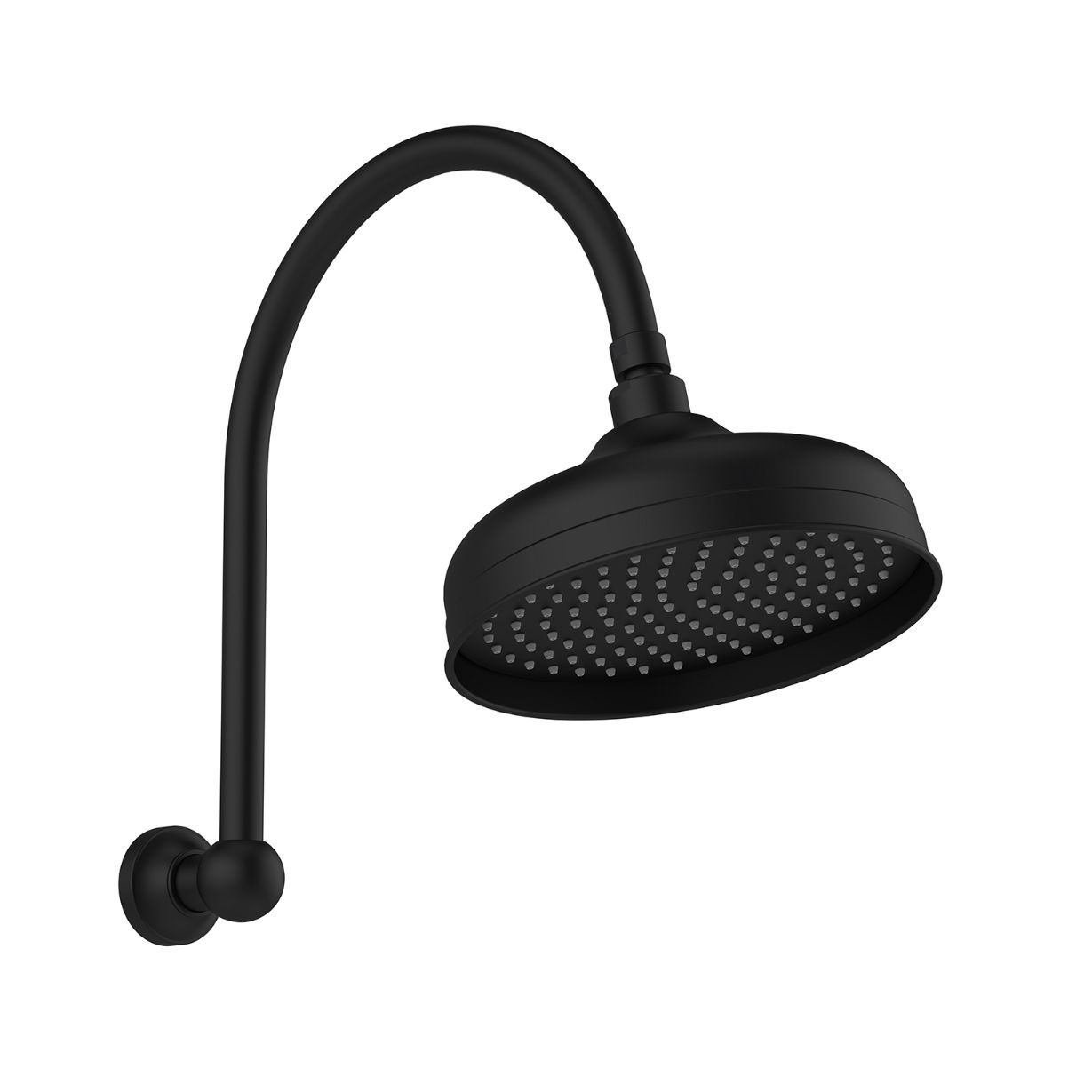 Phoenix Cromford Traditional High-Rise Shower Arm and Rose 210mm - Matte Black