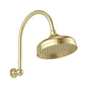 Phoenix Cromford Traditional High-Rise Shower Arm and Rose 210mm - Brushed Gold