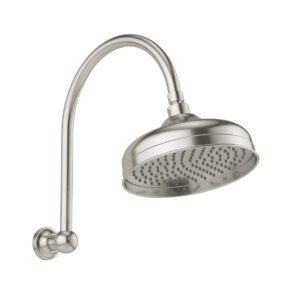 Phoenix Cromford Traditional High-Rise Shower Arm and Rose 210mm - Brushed Nickel
