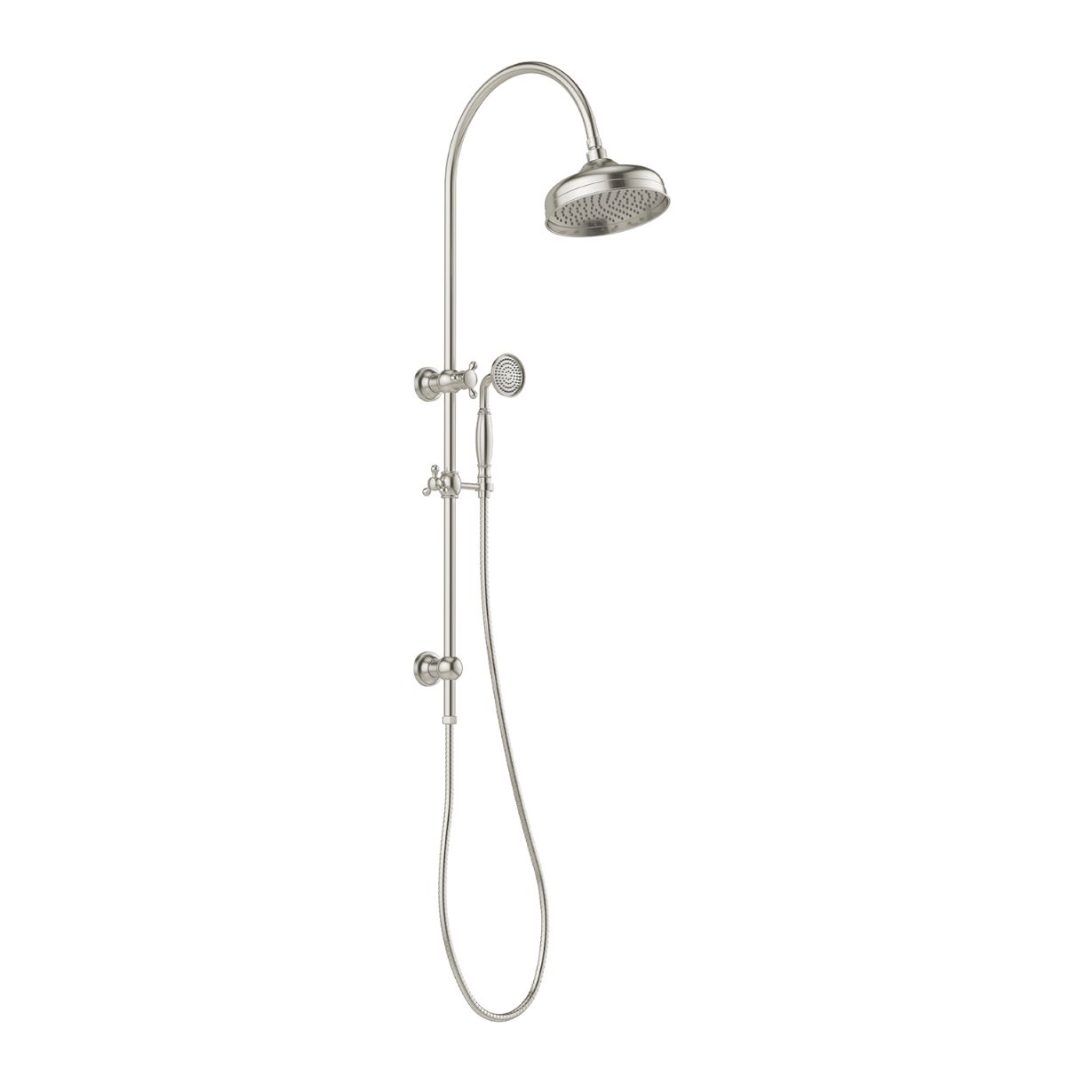 Phoenix Cromford Traditional Twin Shower 210mm Rose - Brushed Nickel