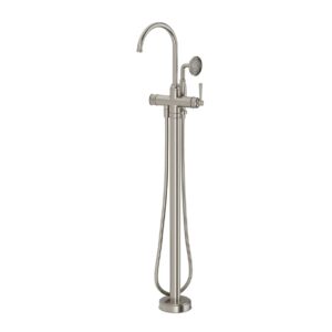 Phoenix Cromford Traditional Floor Mounted Bath Mixer with Hand Shower - Brushed Nickel