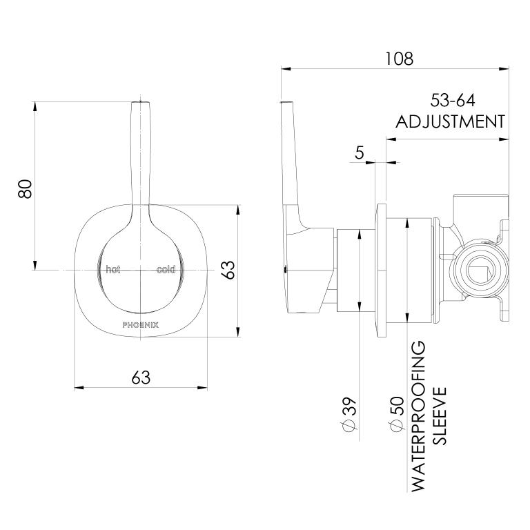 Phoenix Vask SwitchMix Shower / Wall Mixer Pin Up (Complete Kit) - Brushed Bronze - Image 3