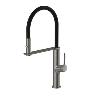 Phoenix Vask Flexible Hose Sink Mixer 200mm - Brushed Carbon