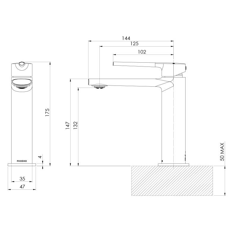 Phoenix Vask Cold Start Short Basin Mixer - Brushed Bronze - Image 2