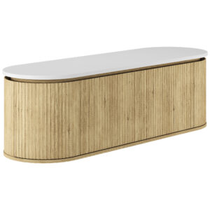 Empire Pill Scandi Oak 900/1200/1500mm Oval Curved Vanity with side doors