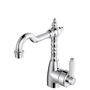Eleanor Vintage Shepherds Crook Basin Mixer, Chrome / Ceramic