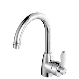 Eleanor Vintage Gooseneck Basin Mixer, Chrome / Ceramic