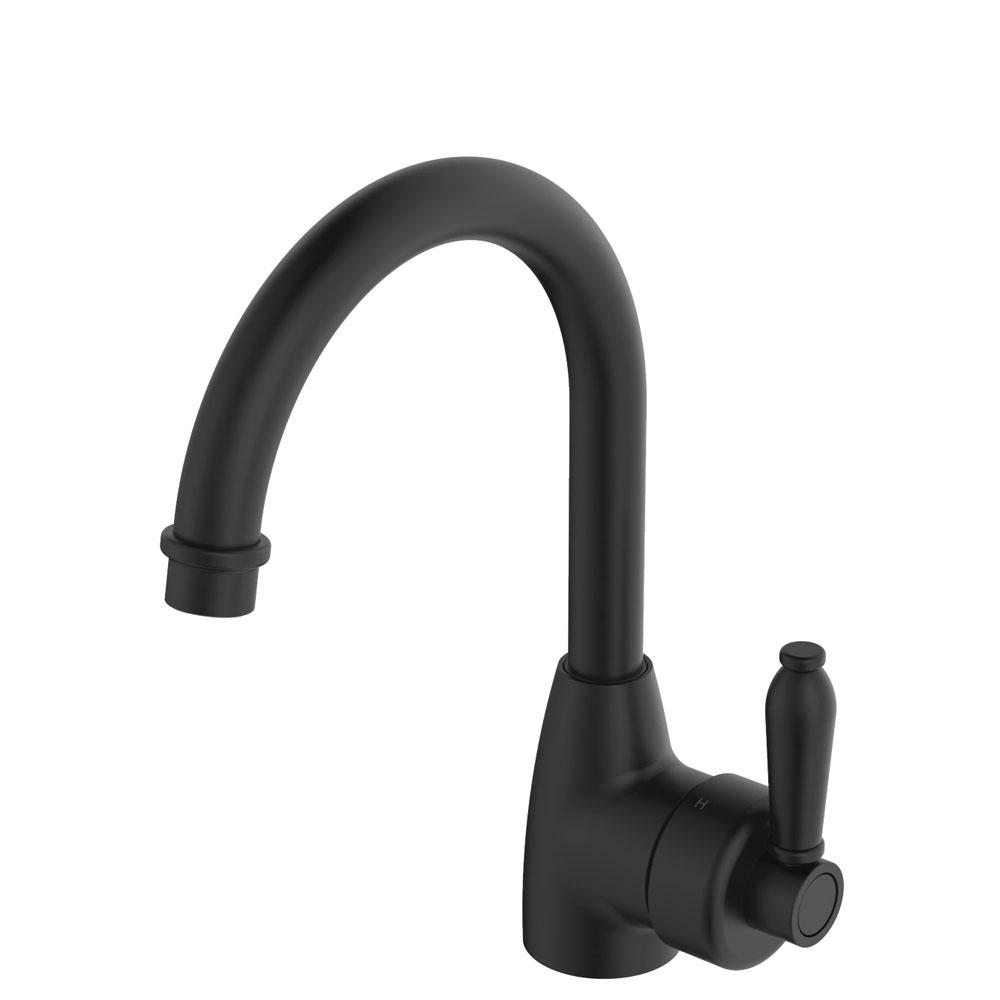 Eleanor Vintage Gooseneck Basin Mixer, Matte Black