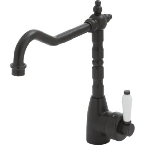 Eleanor Vintage Shepherds Crook Sink Mixer, Matte Black / Ceramic