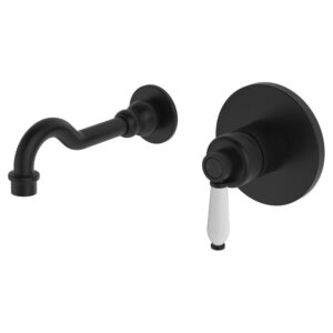 Eleanor Vintage Wall Basin/Bath Mixer Set, Matte Black / Ceramic