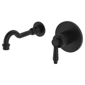 Eleanor Vintage Wall Basin/Bath Mixer Set, Matte Black