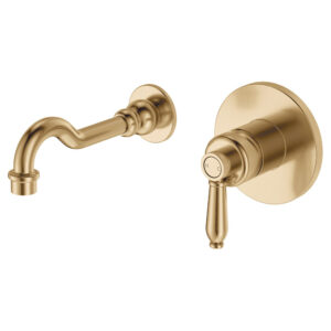 Eleanor Vintage Wall Basin/Bath Mixer Set, Urban Brass