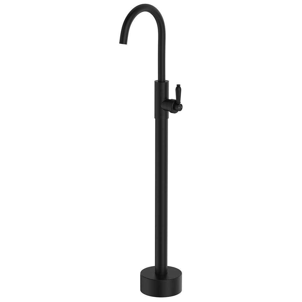 Eleanor Vintage Floor Mounted Basin/Bath Mixer, Matte Black - Image 2