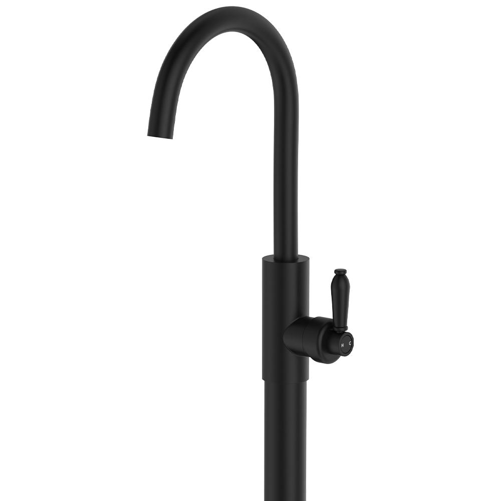 Eleanor Vintage Floor Mounted Basin/Bath Mixer, Matte Black
