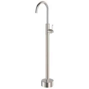 Eleanor Vintage Floor Mounted Basin/Bath Mixer, Brushed Nickel / Ceramic