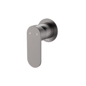 gun metal fienza paddle style empire shower mixer with small cover plate at topware