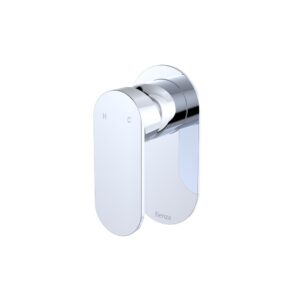 chrome fienza paddle style empire shower mixer with wide oval cover plate at topware