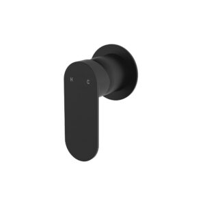 black fienza paddle style empire shower mixer with small cover plate at topware